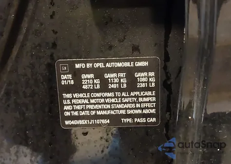 2018 Buick Regal Tourx Essence from USA, damaged, VIN W04GV8SX1J1107654